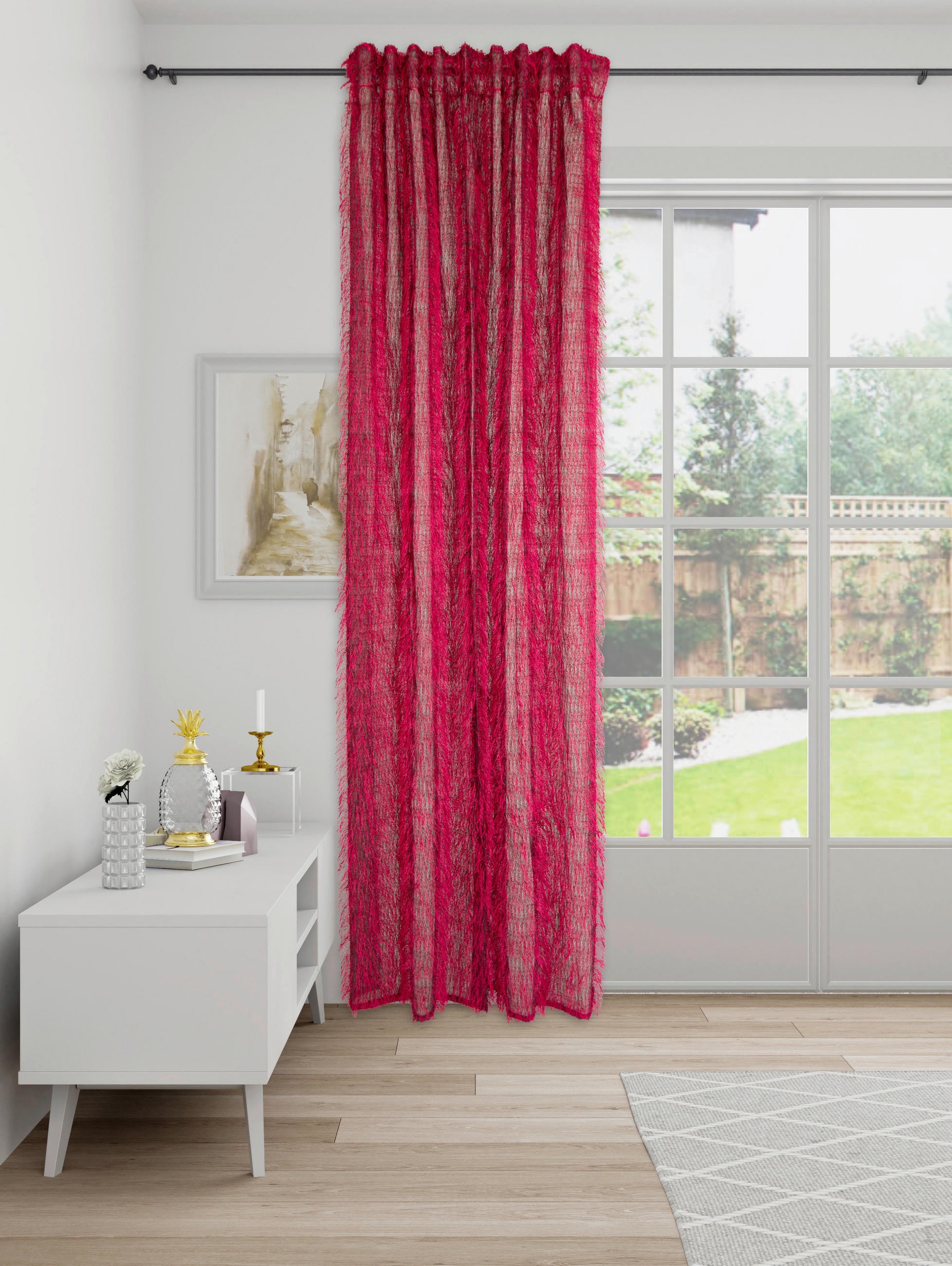 FERTIGVORHANG  halbtransparent  140/245 cm   - Magenta, Basics, Textil (140/245cm)