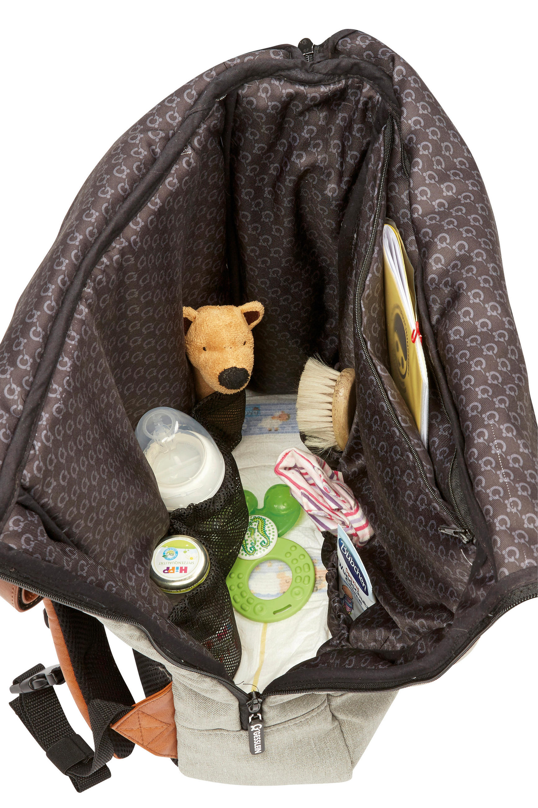 WICKELRUCKSACK N° 6 Khaki/Cognac  - Cognac/Olivgrün, Basics, Textil (31/45/12cm) - Gesslein