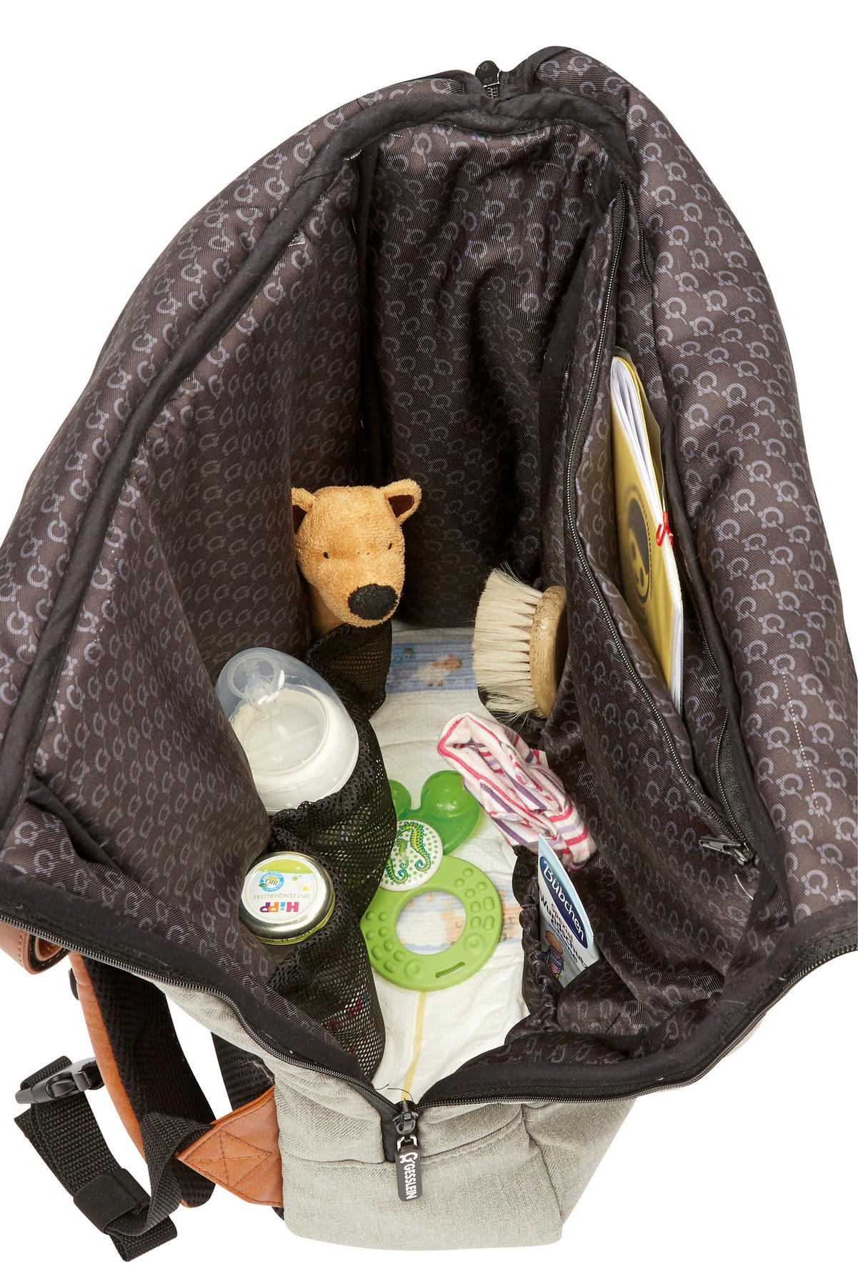 WICKELRUCKSACK N° 6 Khaki/Cognac  - Cognac/Olivgrün, Basics, Textil (31/45/12cm) - Gesslein