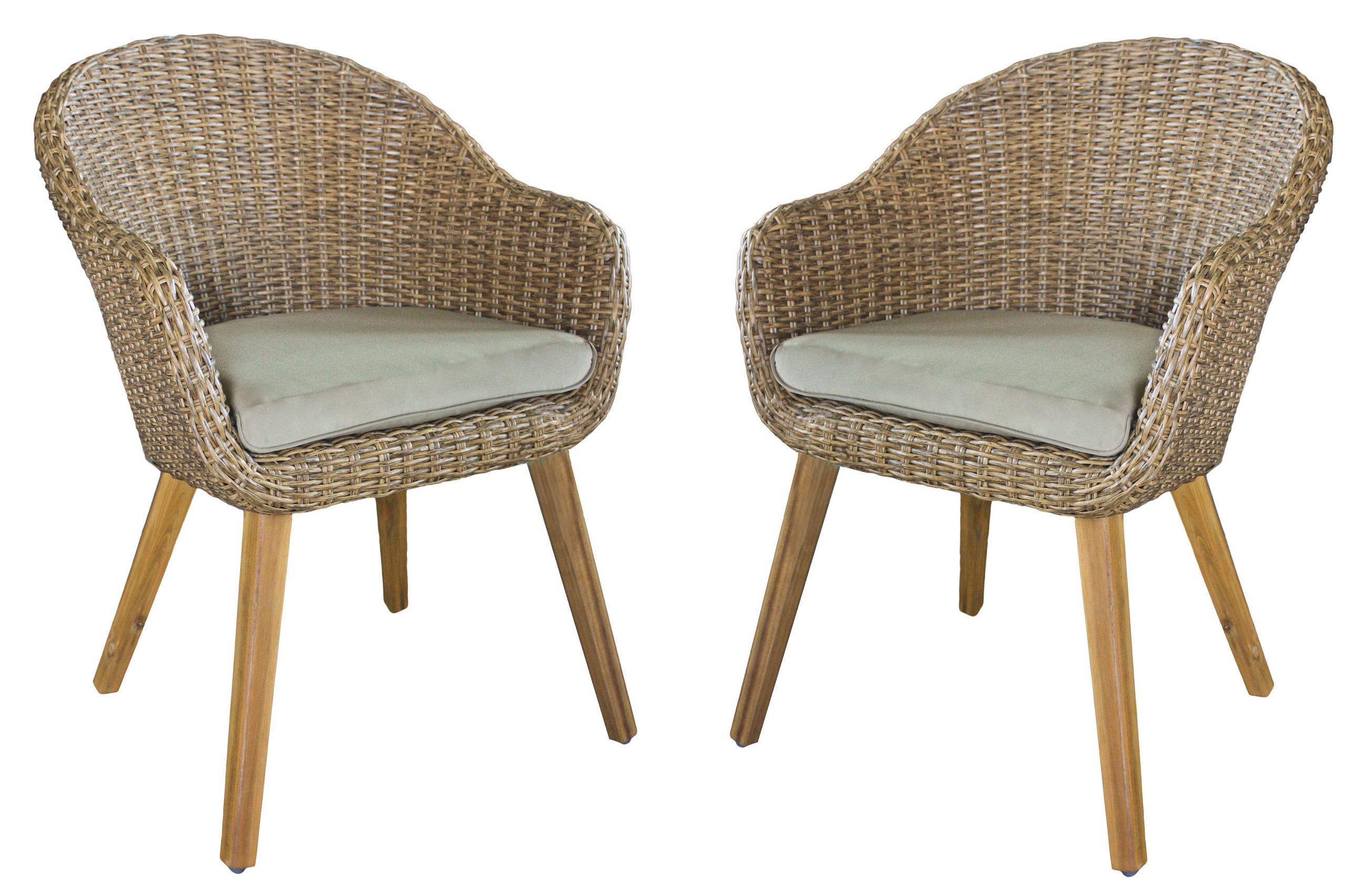 GARTENSTUHL-SET Akazie Aluminium Schwarz, Taupe, Hellbraun  - Taupe/Hellbraun, Basics, Holz/Kunststoff (64/53/76cm) - Gardenson