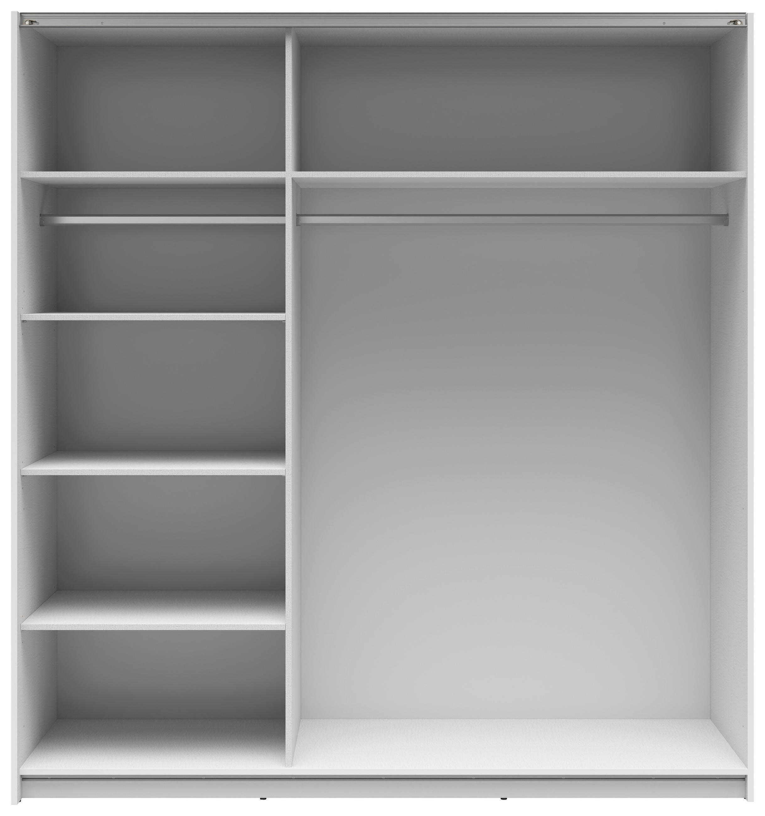 SCHWEBETÜRENSCHRANK 183/195,5/60 cm 2-türig Weiß Hochglanz  - Weiß Hochglanz/Anthrazit, MODERN, Holzwerkstoff/Metall (183/195,5/60cm) - MID.YOU
