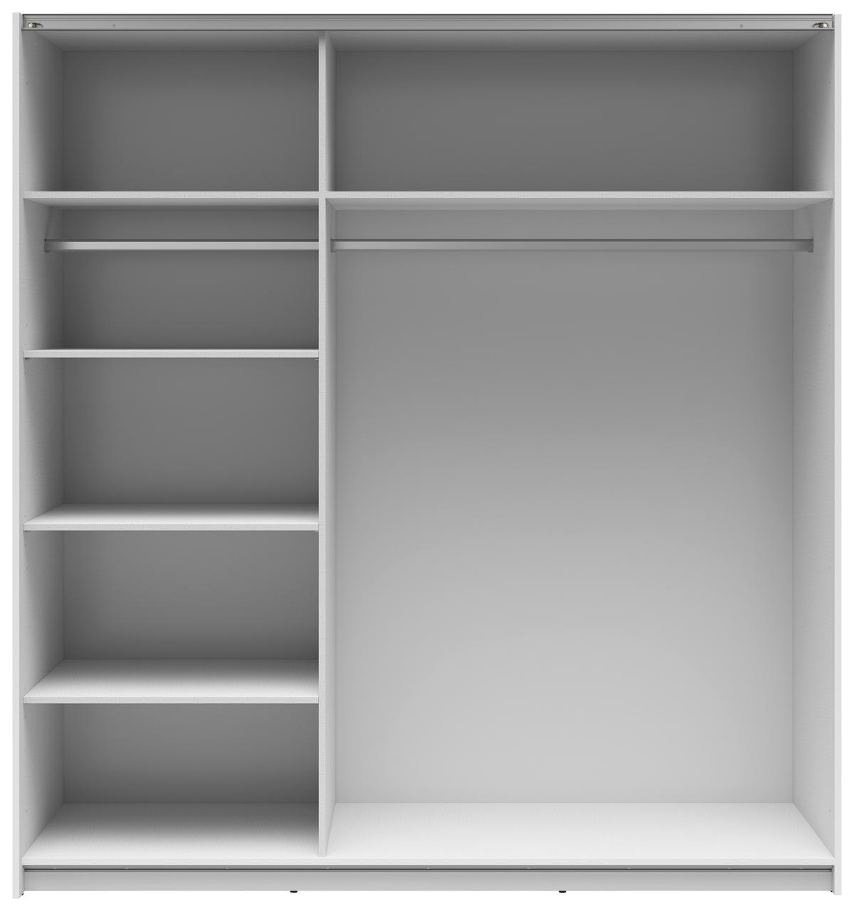 SCHWEBETÜRENSCHRANK 183/195,5/60 cm 2-türig Weiß Hochglanz  - Weiß Hochglanz/Anthrazit, MODERN, Holzwerkstoff/Metall (183/195,5/60cm) - MID.YOU
