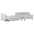 ECKSOFA Weiß Flachgewebe  - Beige/Buchefarben, Design, Holz/Textil (271/165cm) - Carryhome