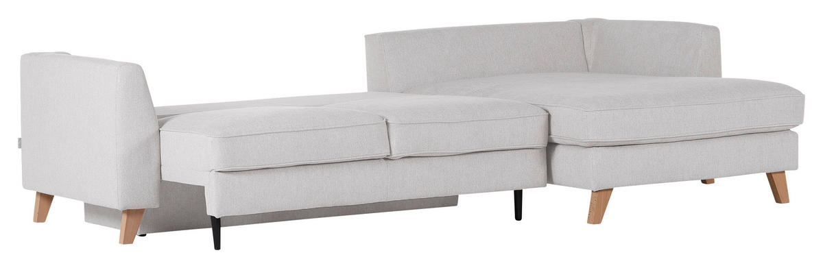 ECKSOFA in Flachgewebe Weiss  - Weiss/Beige, Design, Holz/Textil (271/165cm) - MID.YOU