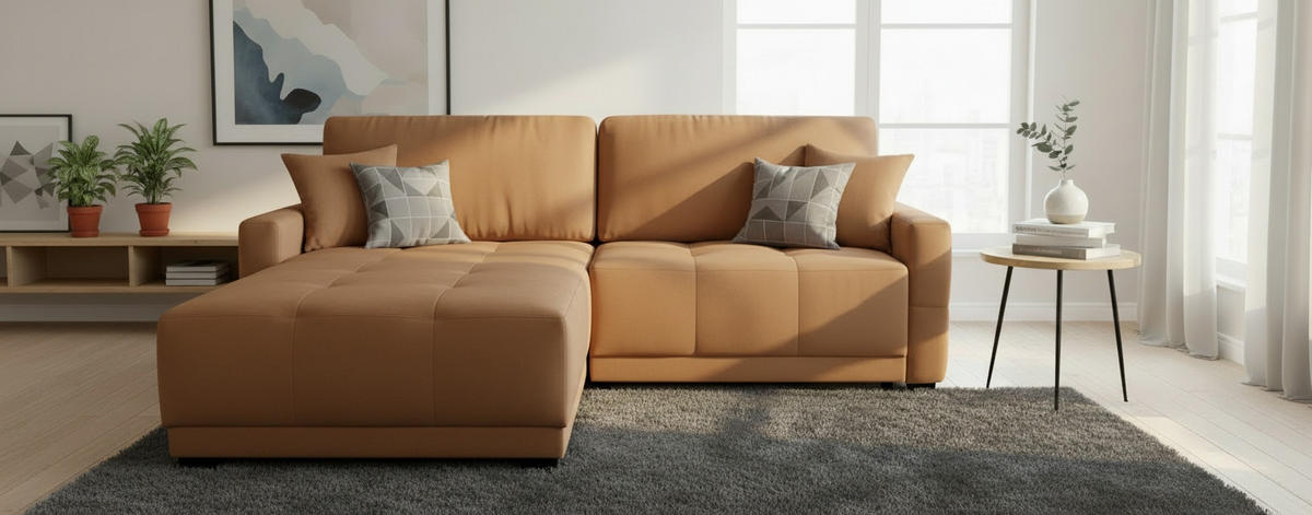 ECKSOFA Rostfarben Chenille, Struktur  - Rostfarben, Design, Textil (237/186cm) - MID.YOU