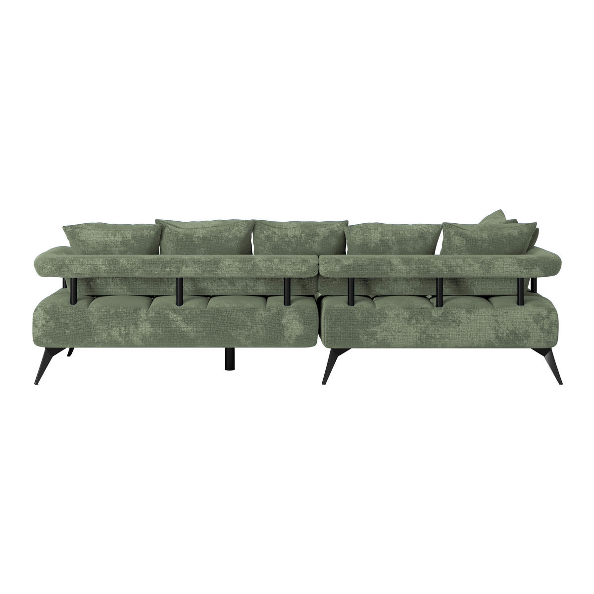 ECKSOFA in Flachgewebe Mintgrün  - Schwarz/Mintgrün, Modern, Kunststoff/Textil (200/297cm) - Livetastic