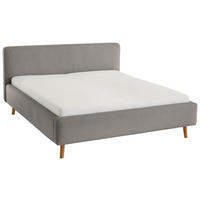POLSTERBETT 180/200 cm,  in Grau,  - Eichefarben/Grau, Design, Holz/Textil (180/200cm) - Xora