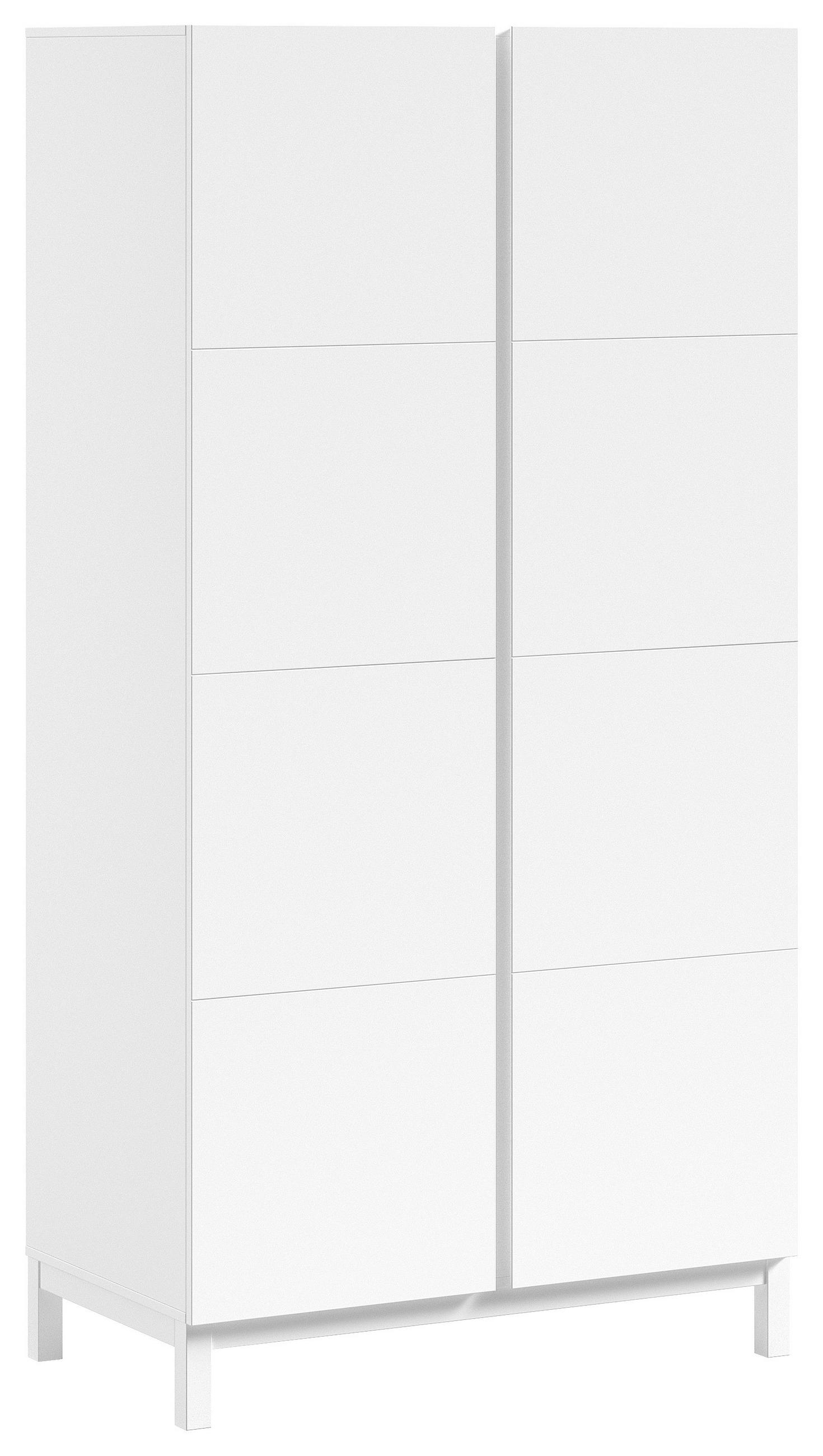 KLEIDERSCHRANK 2-türig Kiefer teilmassiv Weiß  - Weiß, MODERN, Holz/Holzwerkstoff (98,5/196,2/57,8cm) - Vipack