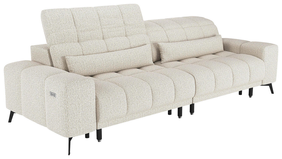 BIGSOFA Chenille Creme  - Creme/Schwarz, MODERN, Textil/Metall (300/112/121cm) - Xora