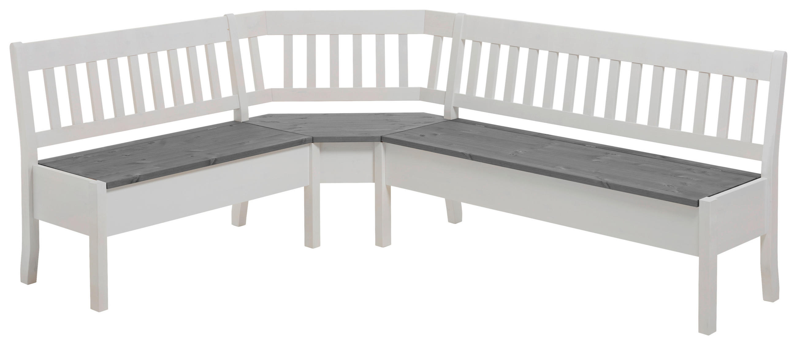 ECKBANK 170/213 cm Weiß, Grau Kiefer massiv   - Weiß/Grau, ROMANTIK / LANDHAUS, Holz (170/213cm) - Boxxx