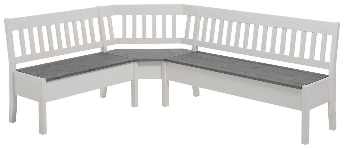 ECKBANK 170/213 cm Weiß, Grau Kiefer massiv   - Weiß/Grau, ROMANTIK / LANDHAUS, Holz (170/213cm) - Boxxx