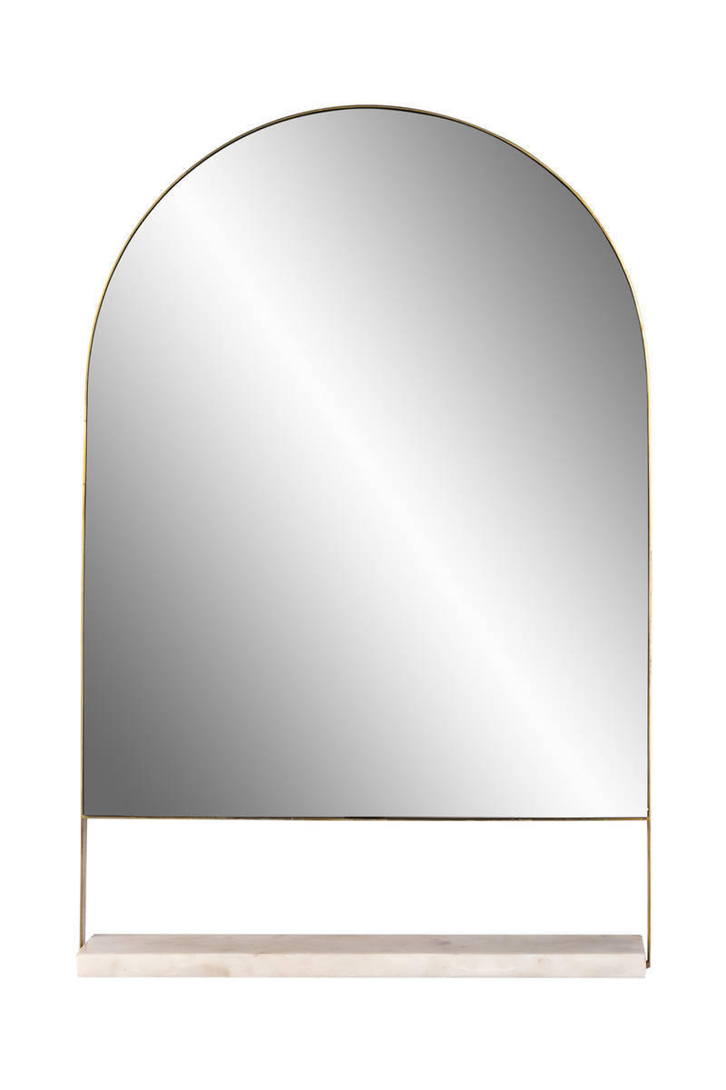 WANDSPIEGEL 43,5/69/10 cm - Goldfarben/Weiß, Trend, Glas/Stein (43,5/69/10cm) - Kayoom