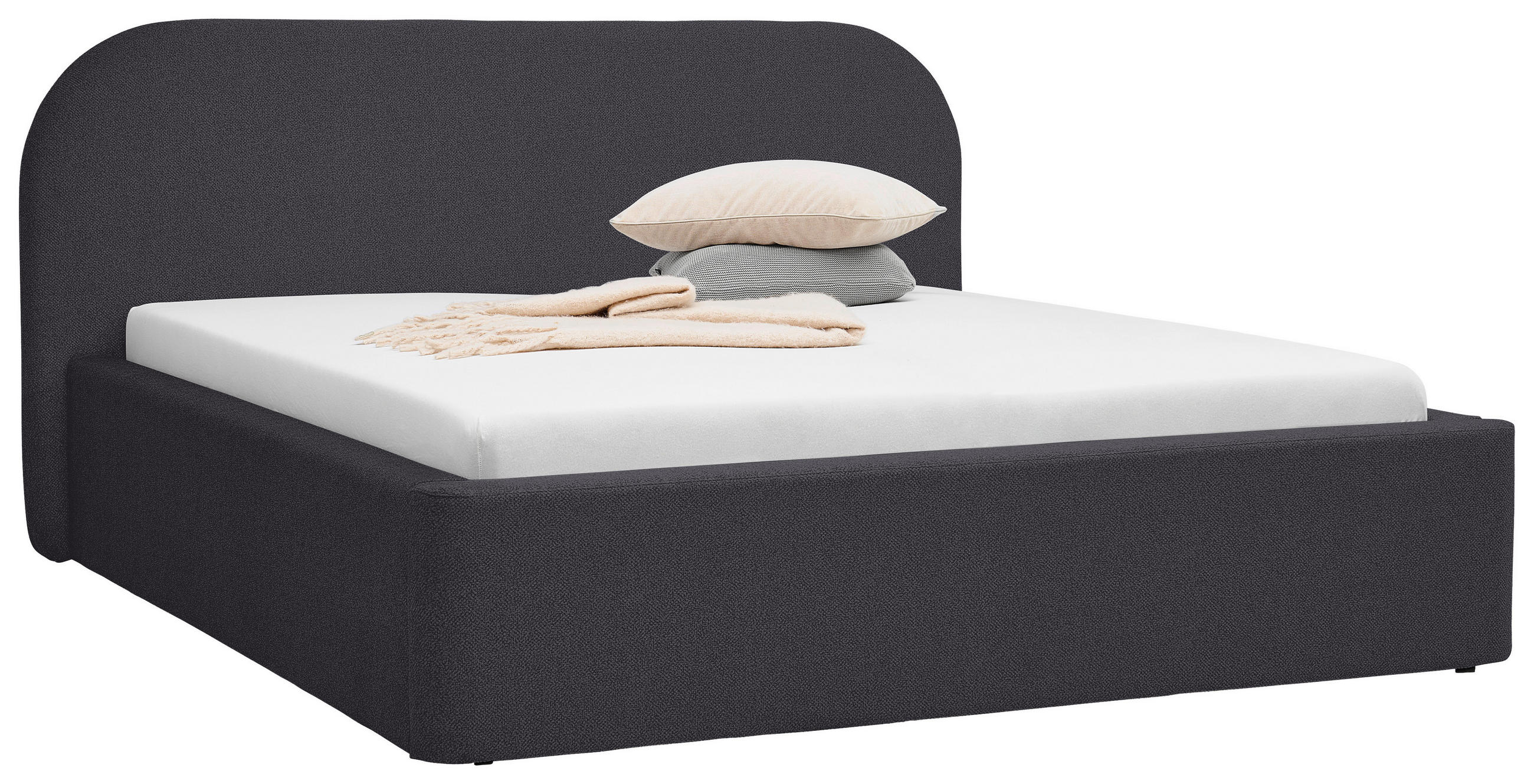 POLSTERBETT 160/200 cm  Anthrazit  - Anthrazit/Schwarz, Design, Textil (160/200cm) - Boxxx