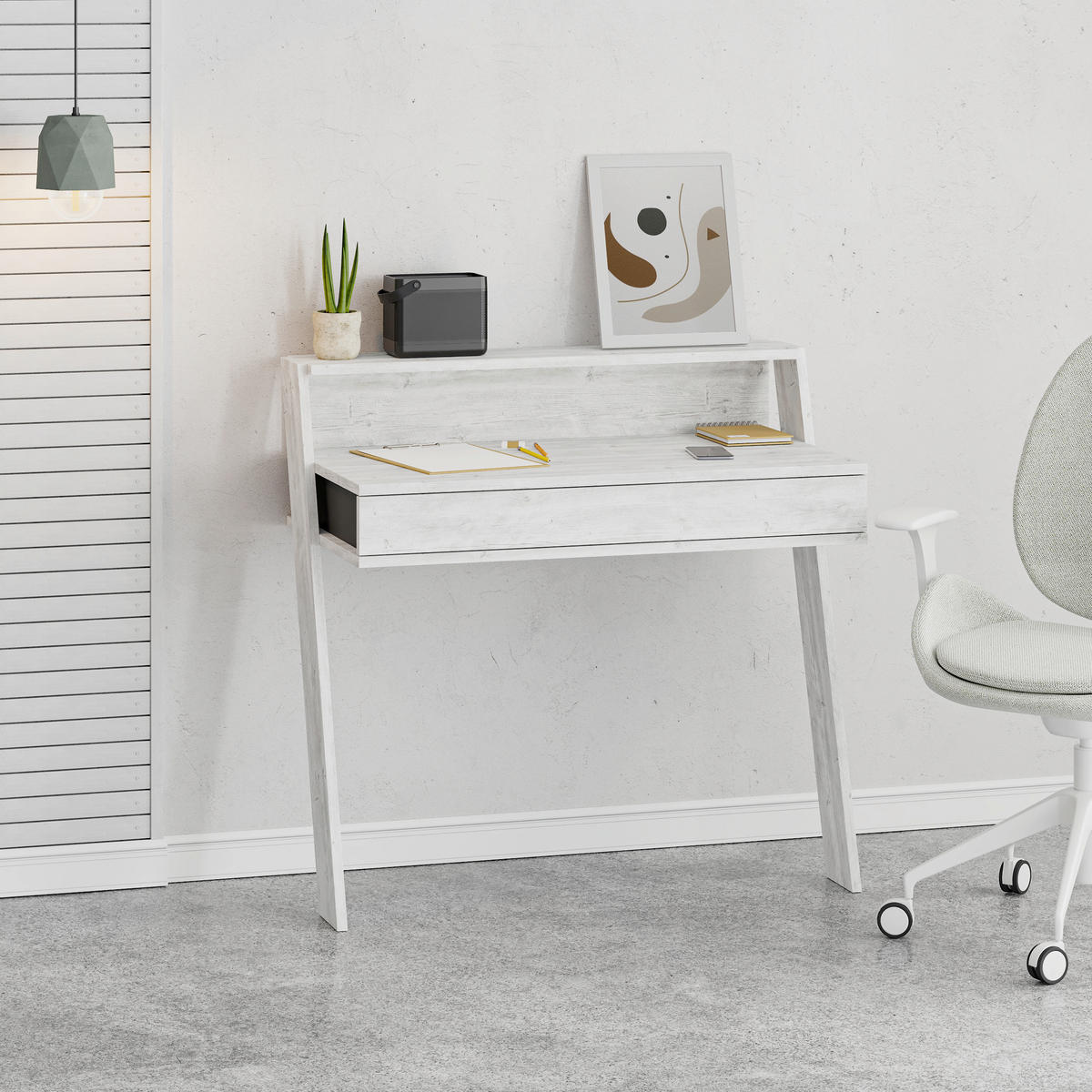 SCHREIBTISCH  in Anthrazit, Weiss  - Weiss/Anthrazit, Design, Holzwerkstoff (94/91/50cm) - Livetastic