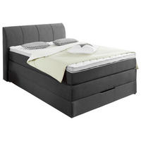 BOXSPRINGBETT 140/200 cm,  in Anthrazit, Matratze, Bettkasten, Topper, H2 + H3 = mittel + fest  - Anthrazit, KONVENTIONELL, Textil (140/200cm) - Carryhome