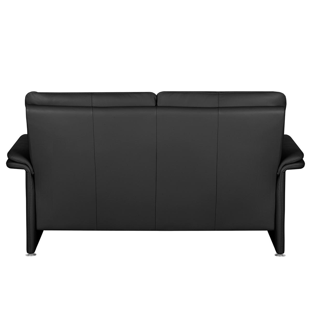 2-SITZER-SOFA Schwarz Echtleder  - Silberfarben/Schwarz, Design, Leder/Metall (164/90/88cm) - Livetastic