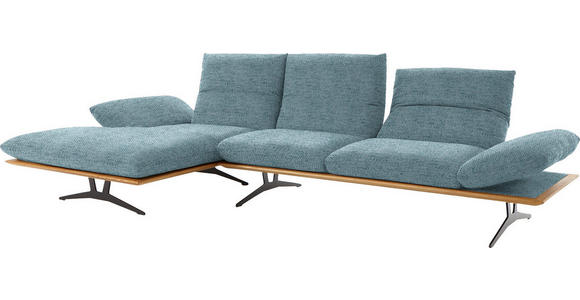 ECKSOFA in Flachgewebe Hellblau 159/314 cm - Schwarz/Hellblau, Design, Holz/Textil (159/314cm) - Dieter Knoll