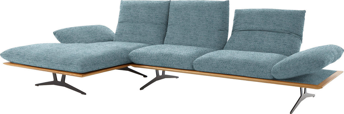 ECKSOFA in Flachgewebe Hellblau  - Schwarz/Hellblau, Design, Holz/Textil (159/314cm) - Dieter Knoll