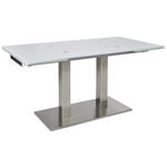 ESSTISCH 140-220/90/77 cm Metall, Glas Weiß, Edelstahlfarben rechteckig  - Edelstahlfarben/Weiß, Design, Glas/Metall (140-220/90/77cm) - Dieter Knoll