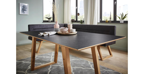 ECKBANK 205/155 cm in Anthrazit, Eichefarben - Eichefarben/Anthrazit, KONVENTIONELL, Holz/Textil (205/155cm) - Dieter Knoll