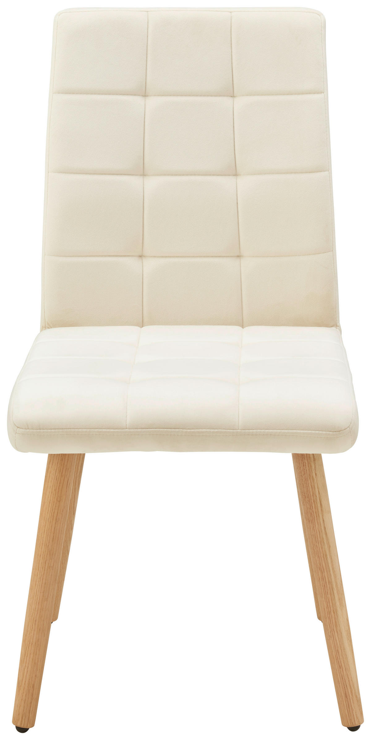 STUHL Samt Beige, Eichefarben Eiche massiv  - Eichefarben/Beige, MODERN, Holz/Textil (47/89/61cm) - MID.YOU