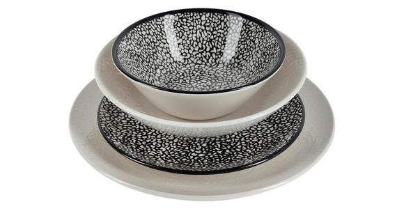 KOMBISERVICE Grau, Schwarz, Weiß 24-teilig 6 Personen  - Schwarz/Weiß, LIFESTYLE, Keramik - Novel