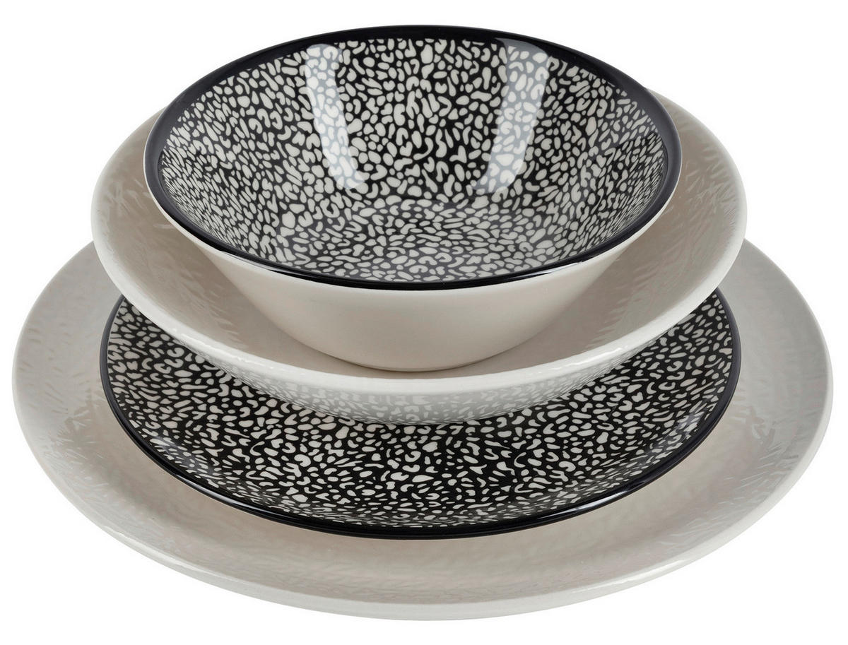 KOMBISERVICE 24-teilig  - Schwarz/Weiß, LIFESTYLE, Keramik - Novel