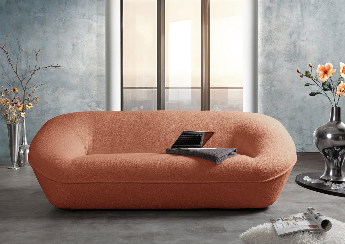 2-SITZER-SOFA in Flachgewebe Rostfarben  - Rostfarben/Schwarz, KONVENTIONELL, Kunststoff/Textil (223/79/94cm) - Carryhome