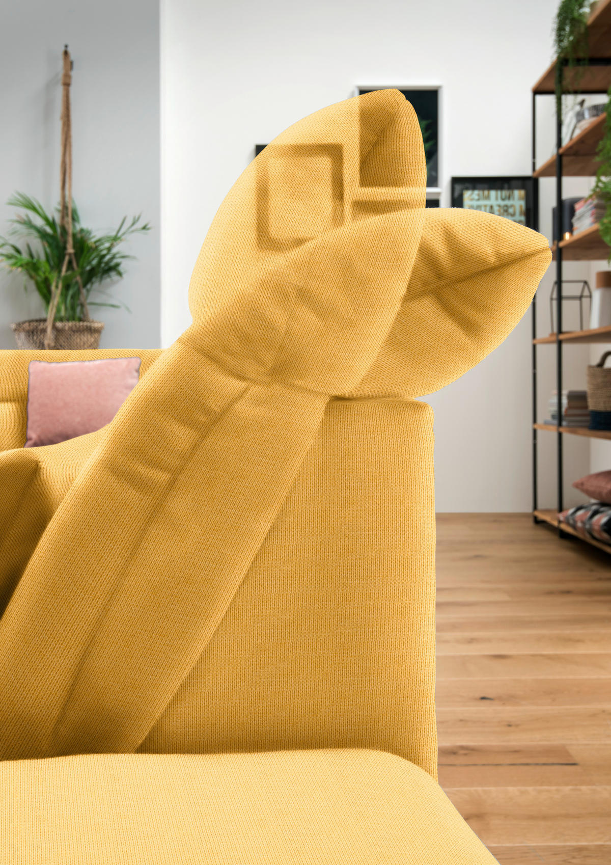 WOHNLANDSCHAFT in Mikrofaser Gelb  - Chromfarben/Gelb, Design, Kunststoff/Textil (211/350/204cm) - Xora