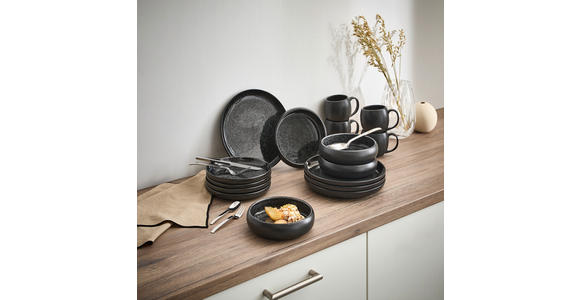 KOMBISERVICE Schwarz 16-teilig Faro Black - Schwarz, Design, Keramik - Novel