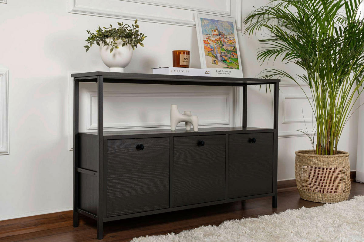 KOMMODE , 120/77/30 cm,  - Schwarz, MODERN, Holzwerkstoff (120/77/30cm) - MID.YOU