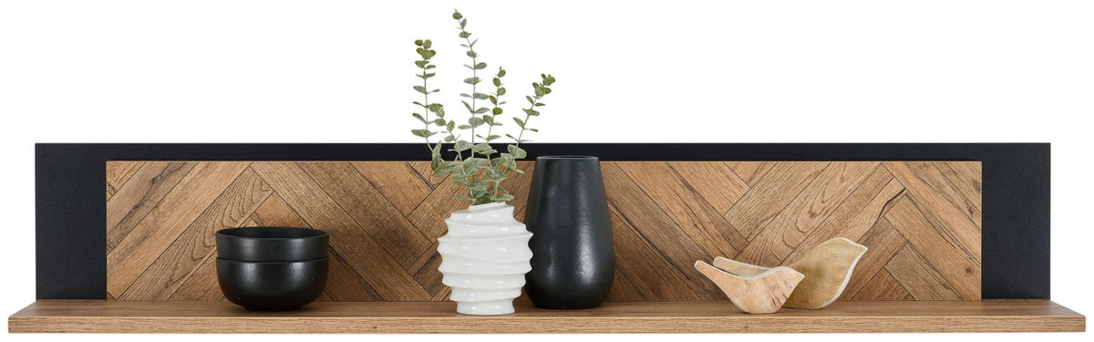 WANDBOARD Schwarz, Eichefarben  - Eichefarben/Schwarz, KONVENTIONELL, Holzwerkstoff (140/25,8/21,9cm) - Hom`in