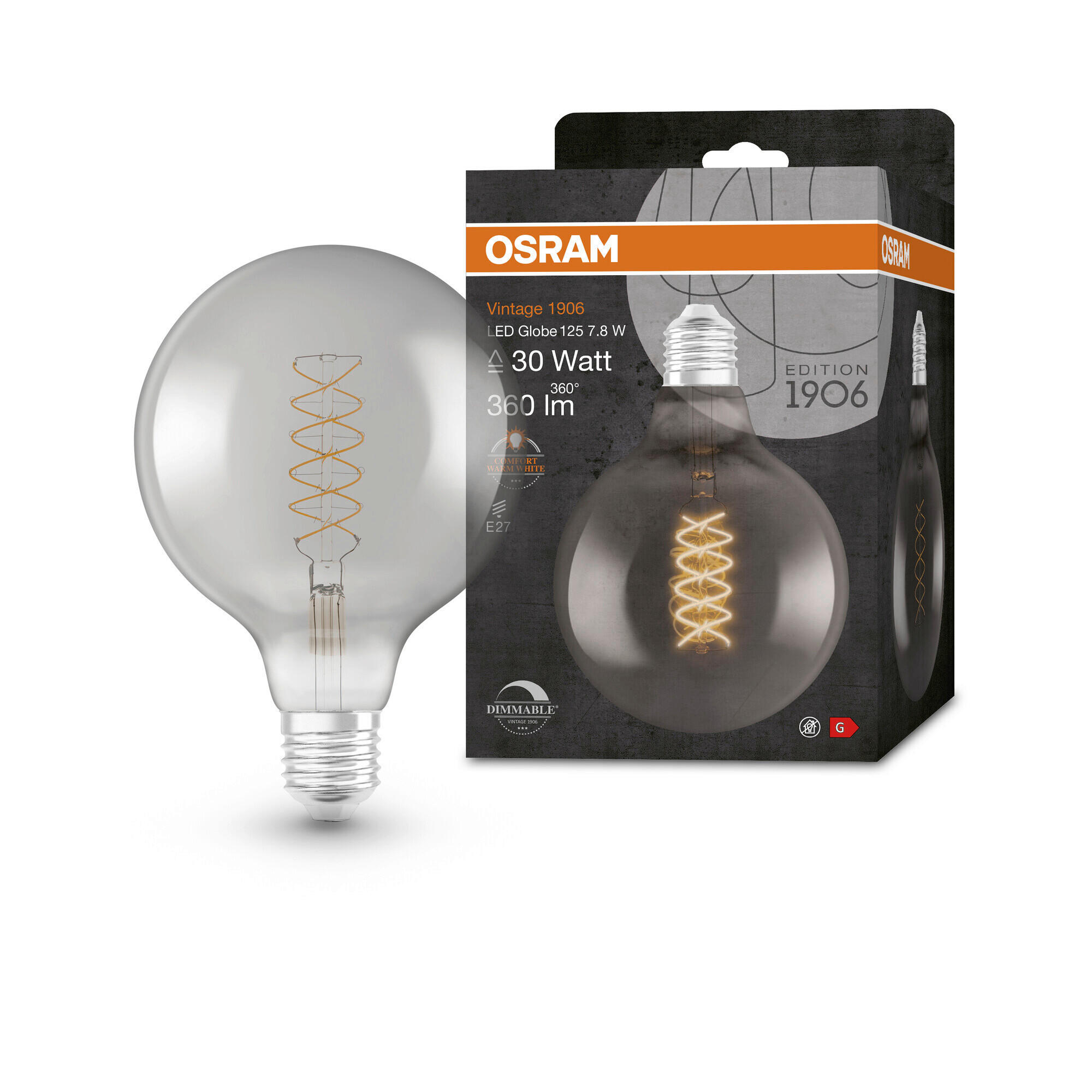 LED-LEUCHTMITTEL   E27 7,8 W 360 lm  - Hellgrau, Basics, Glas (12,4/17,cm) - Ledvance