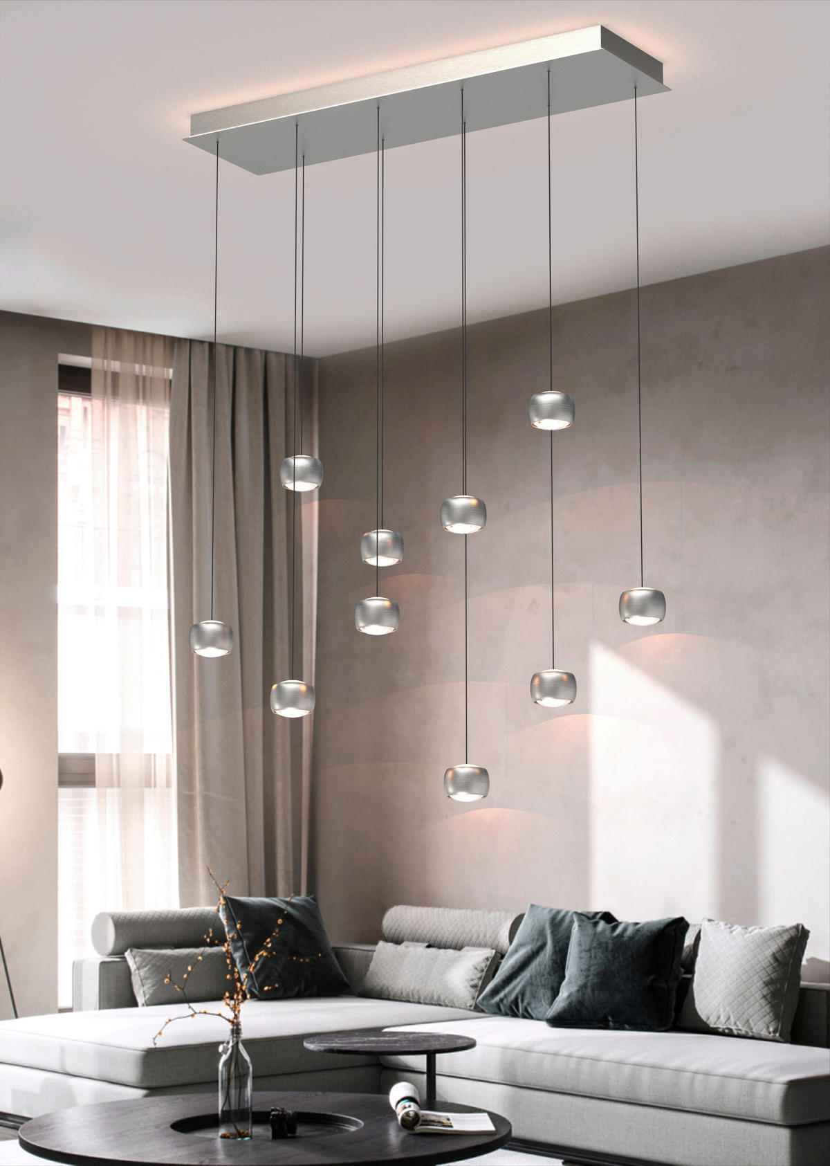 LED-HÄNGELEUCHTE 110/31/180 cm  - Nickelfarben, Basics, Metall (110/31/180cm)