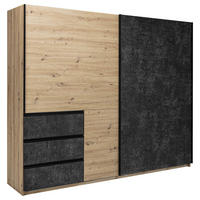 SCHIEBETÜRENSCHRANK 250/205/61,5 cm 2-türig Taupe, Eiche Artisan  - Taupe/Schwarz, MODERN, Holzwerkstoff/Metall (250/205/61,5cm) - MID.YOU