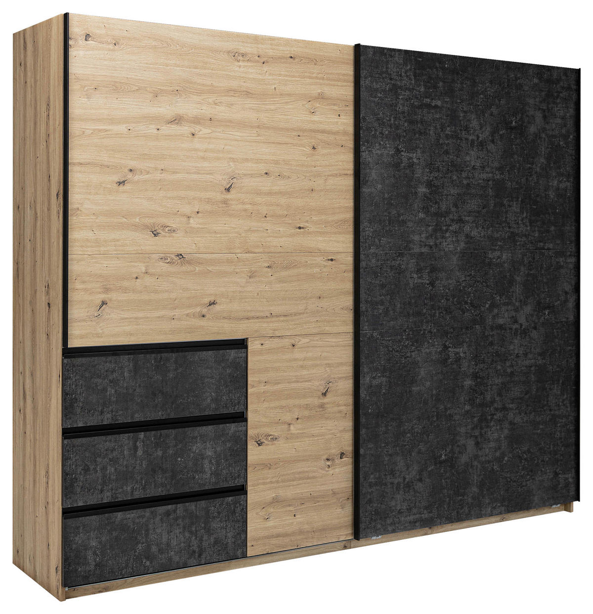 SCHIEBETÜRENSCHRANK 250/205/61,5 cm 2-türig Taupe, Eiche Artisan  - Taupe/Schwarz, MODERN, Holzwerkstoff/Metall (250/205/61,5cm) - MID.YOU