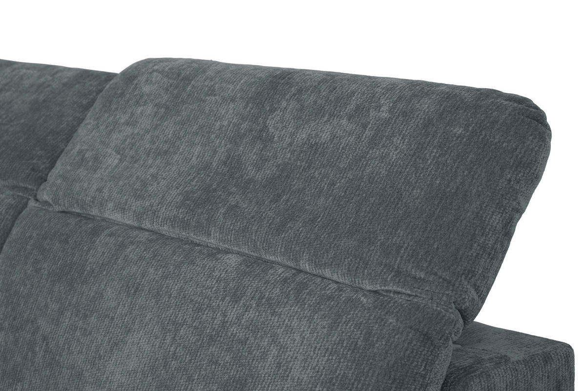 ECKSOFA Grau Chenille Kopfteilverstellung, Sitztiefenverstellung  - Schwarz/Grau, Design, Textil/Metall (243/307cm) - Xora