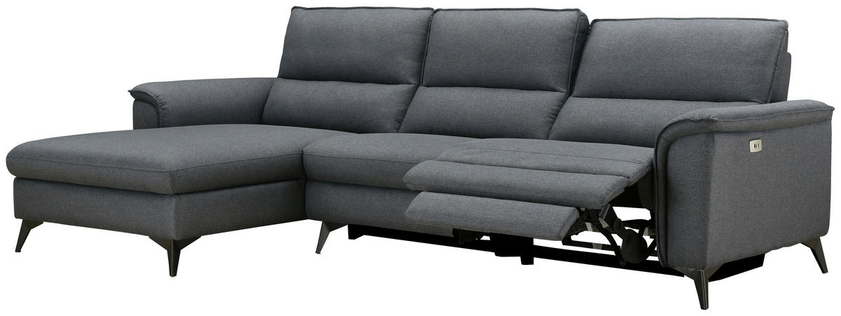 ECKSOFA Anthrazit Webstoff  - Anthrazit/Schwarz, Design, Textil/Metall (155/281cm) - Livetastic