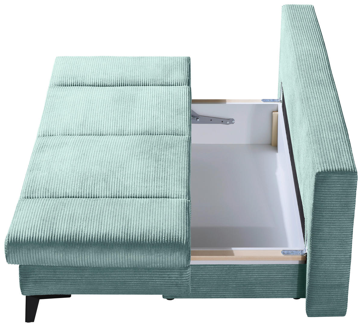 SCHLAFSOFA Cord Türkis  inkl. Bettkasten, Schlaffunktion, Armteilverstellung  - Türkis/Schwarz, Design, Textil/Metall (200/85/90cm) - Novel
