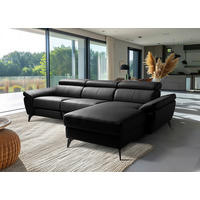 ECKSOFA  in Lederlook Echtleder Schwarz  252/179 cm  - Schwarz, Design, Leder/Textil (252/179cm) - Livetastic