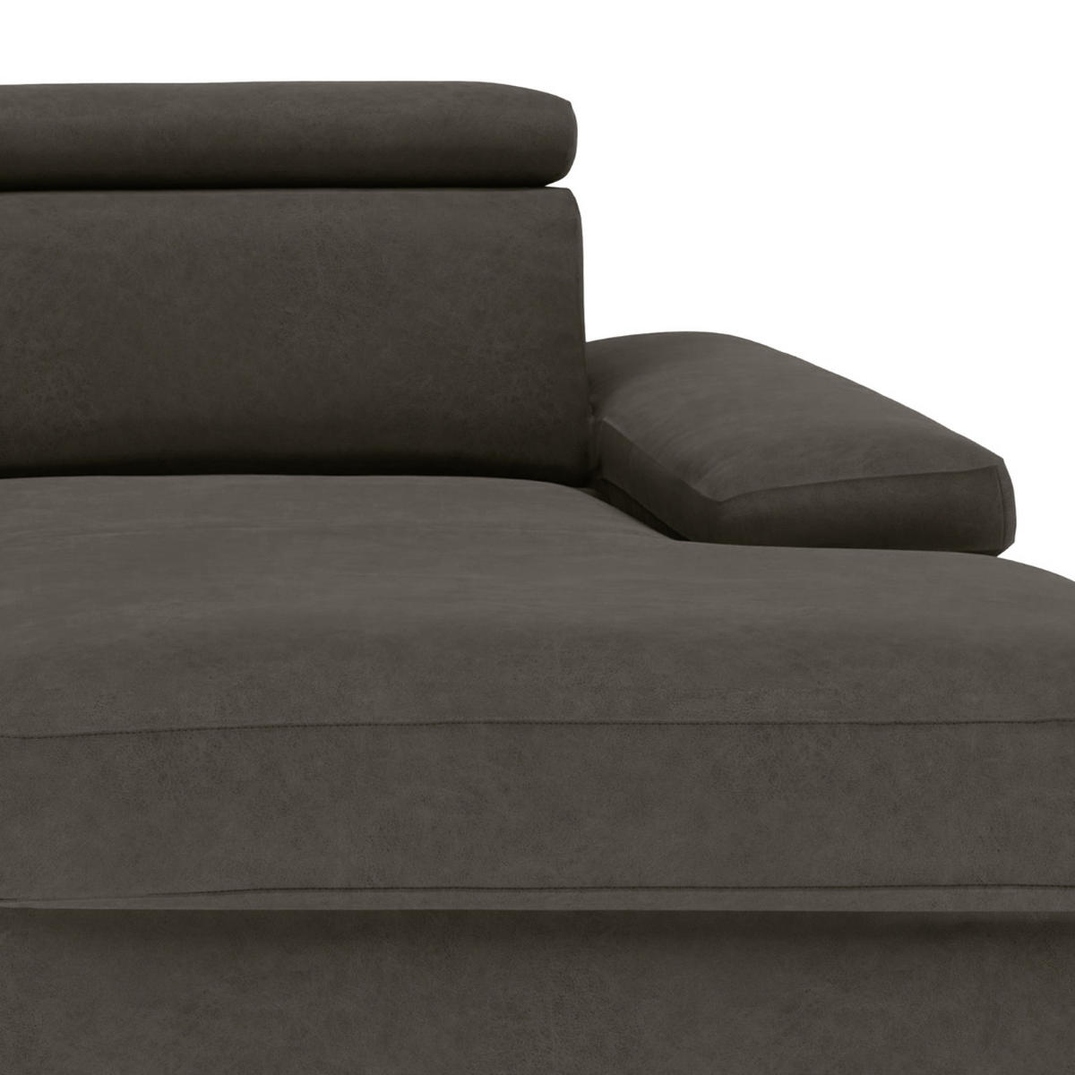 ECKSOFA in Mikrofaser Anthrazit  - Anthrazit/Silberfarben, Konventionell, Textil/Metall (182/82/260cm) - Trendmanufaktur