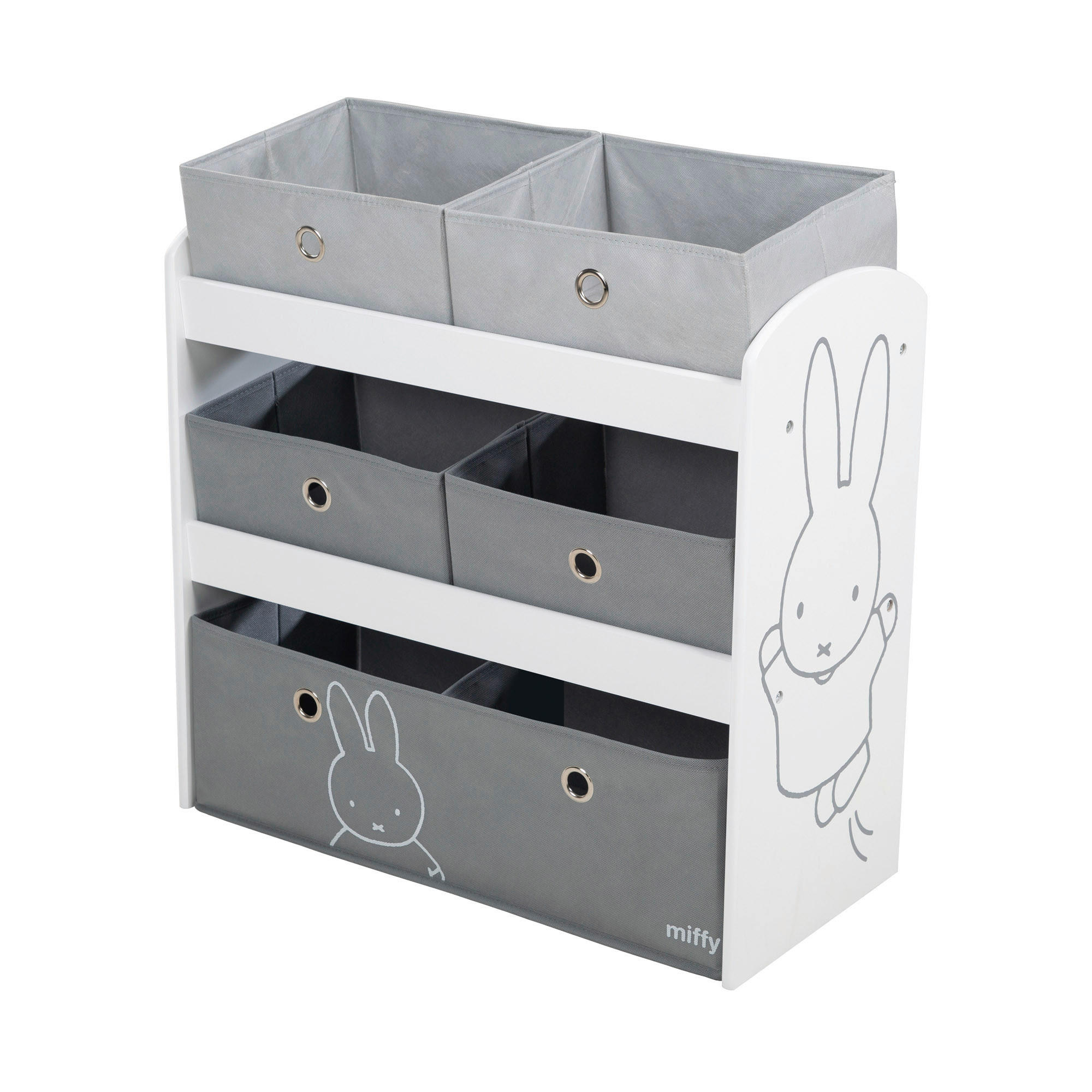 KINDERREGAL Miffy Grau, Weiß  - Weiß/Grau, Basics, Holzwerkstoff/Textil (63,5/67/29,5cm) - Roba