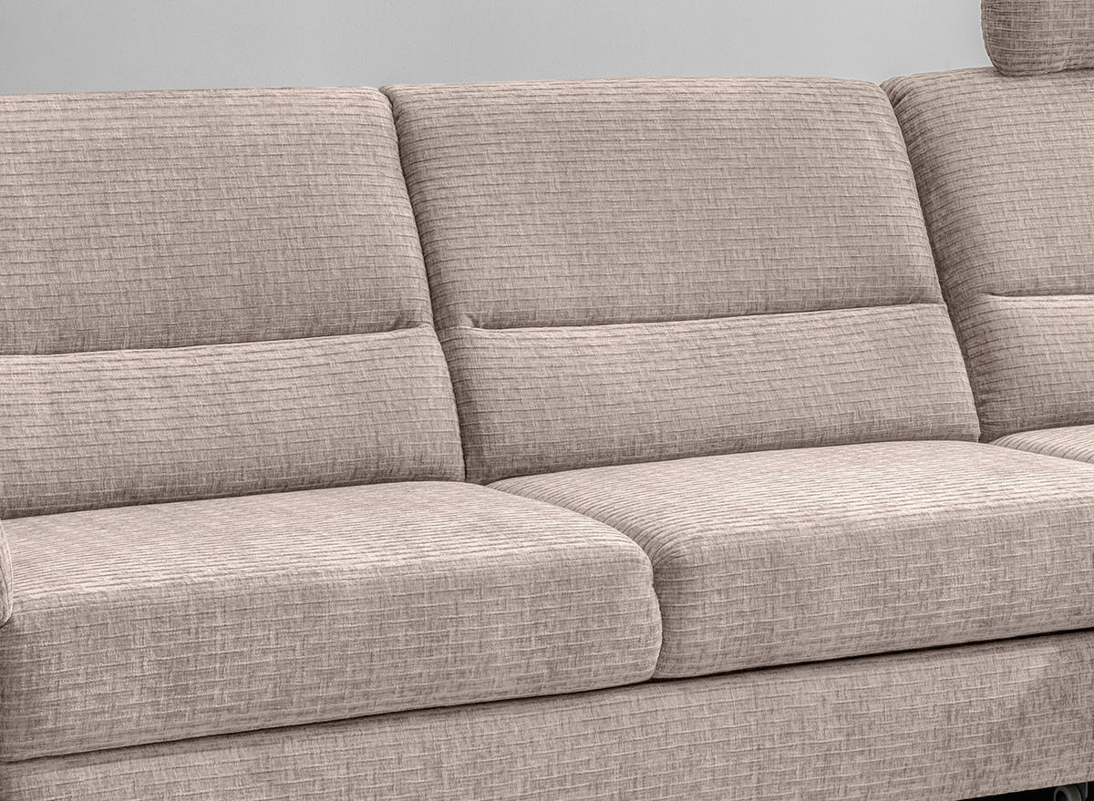 ECKSOFA in Mikrofaser Beige  - Beige/Schwarz, Modern, Holz/Textil (279/176cm) - Livetastic