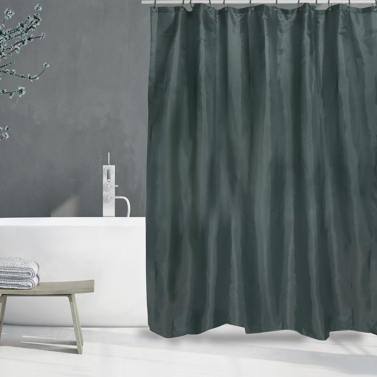 DUSCHVORHANG  - Dunkelgrün, Basics, Textil (180cm) - MSV