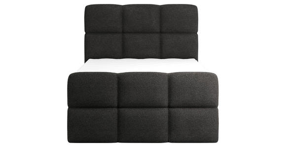 BOXBETT 120/200 cm,  in Schwarz, gepolstertes Kopfteil, Bettkasten, Topper, H3 = fest  - Schwarz, Design, Holzwerkstoff/Kunststoff (120/200cm) - Xora