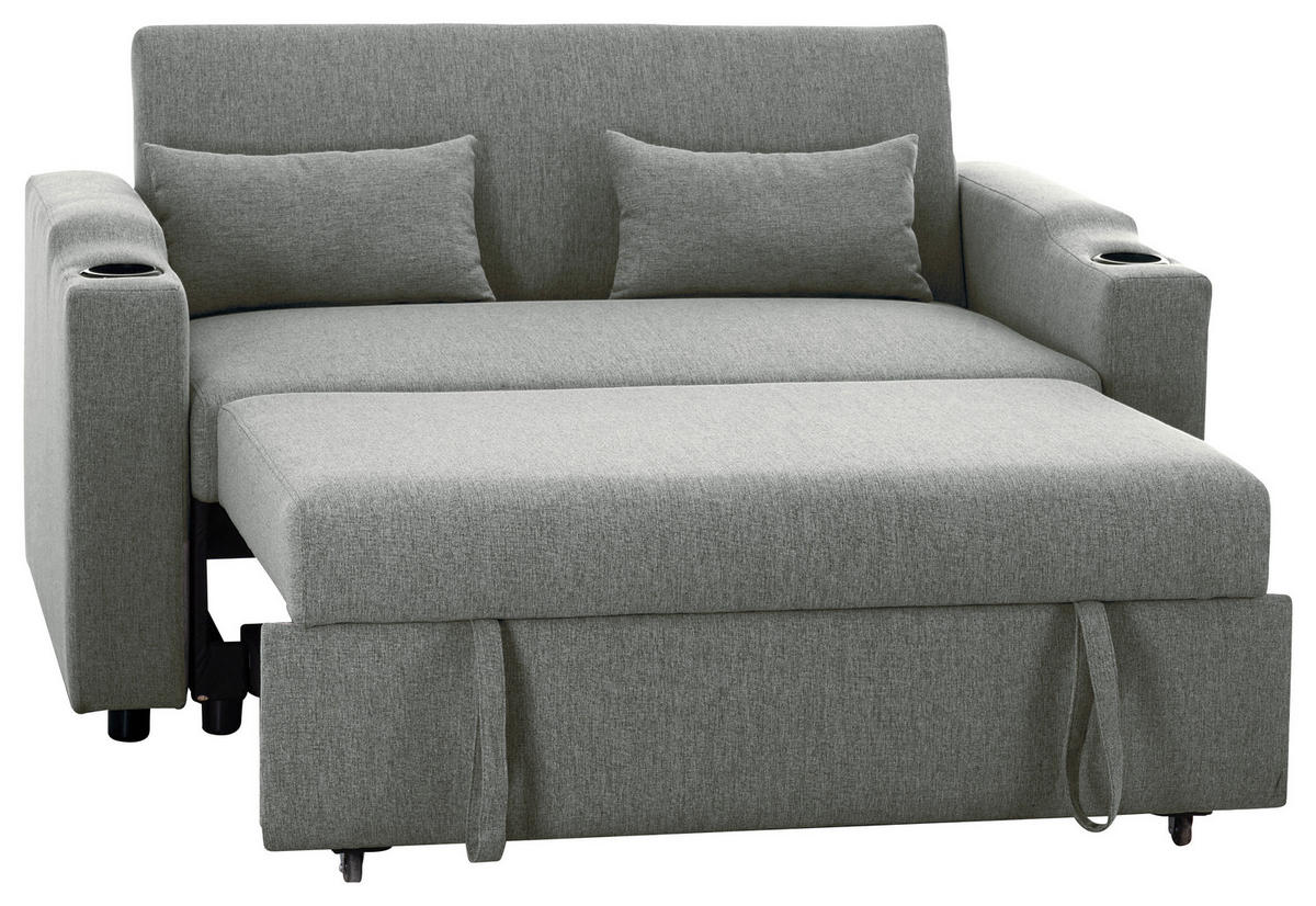 SCHLAFSOFA in Leinenoptik Dunkelgrau  - Dunkelgrau/Schwarz, Basics, Kunststoff/Textil (150/91/85cm) - P & B