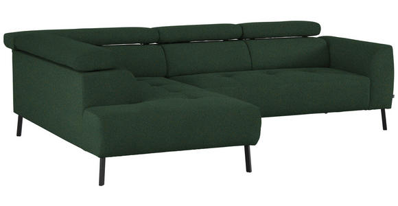 ECKSOFA in Struktur Grün 205/280 cm - Schwarz/Grün, Design, Textil/Metall (205/280cm) - Xora