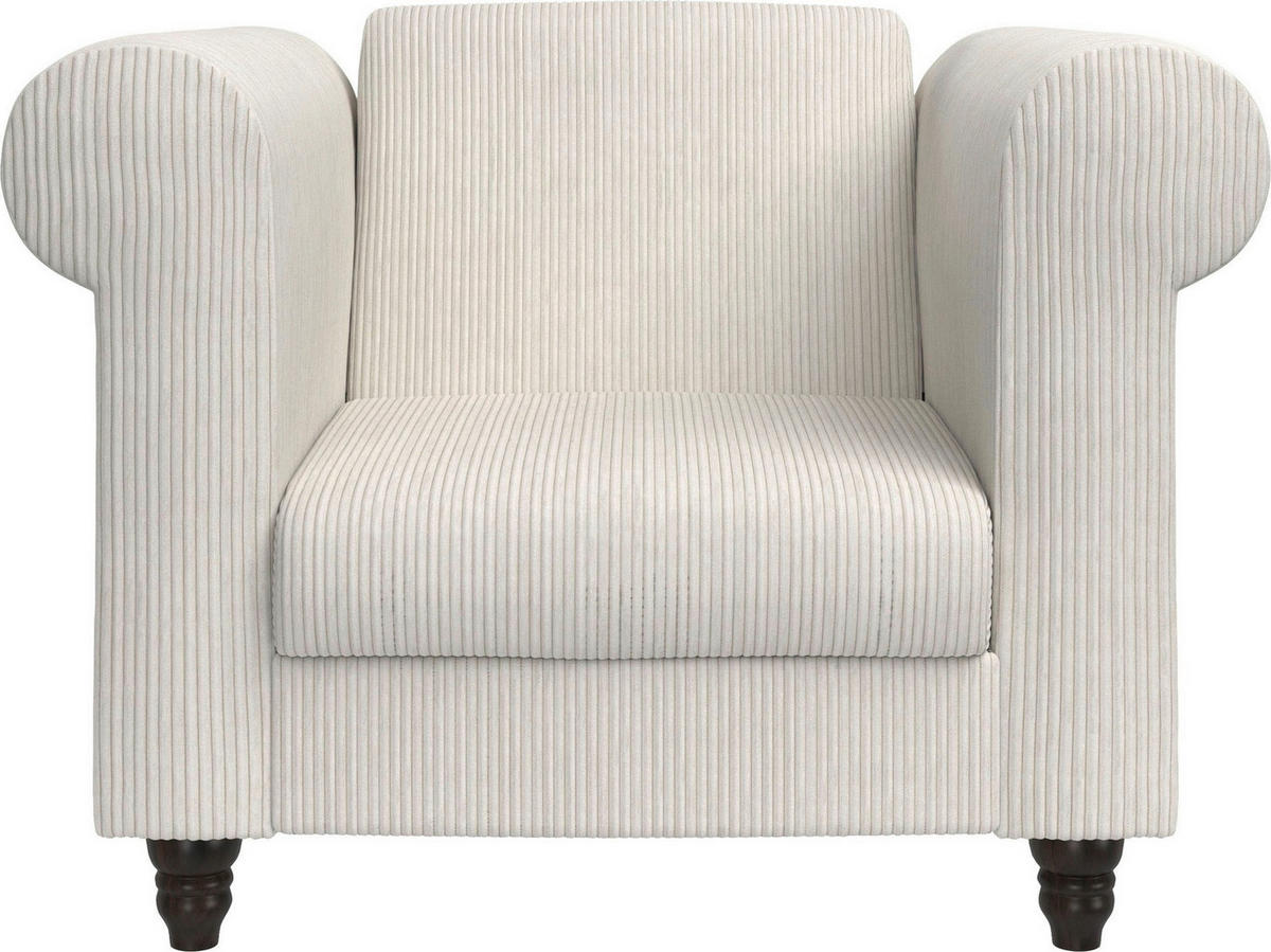 SESSEL in Cord Creme  - Creme/Schwarz, Basics, Holz/Textil (111/83/87cm) - Livetastic