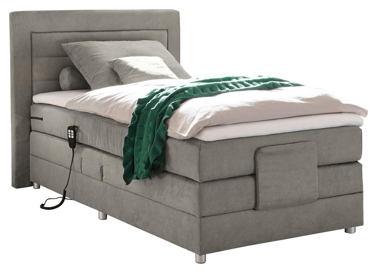 POSTEL BOXSPRING, 120/200 cm, světle šedá - barvy stříbra/světle šedá, Basics, kompozitní dřevo/textil (120/200cm) - MID.YOU