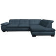 ECKSOFA  in Flachgewebe Blau  313/242 cm  - Blau/Schwarz, Design, Textil/Metall (313/242cm) - Xora